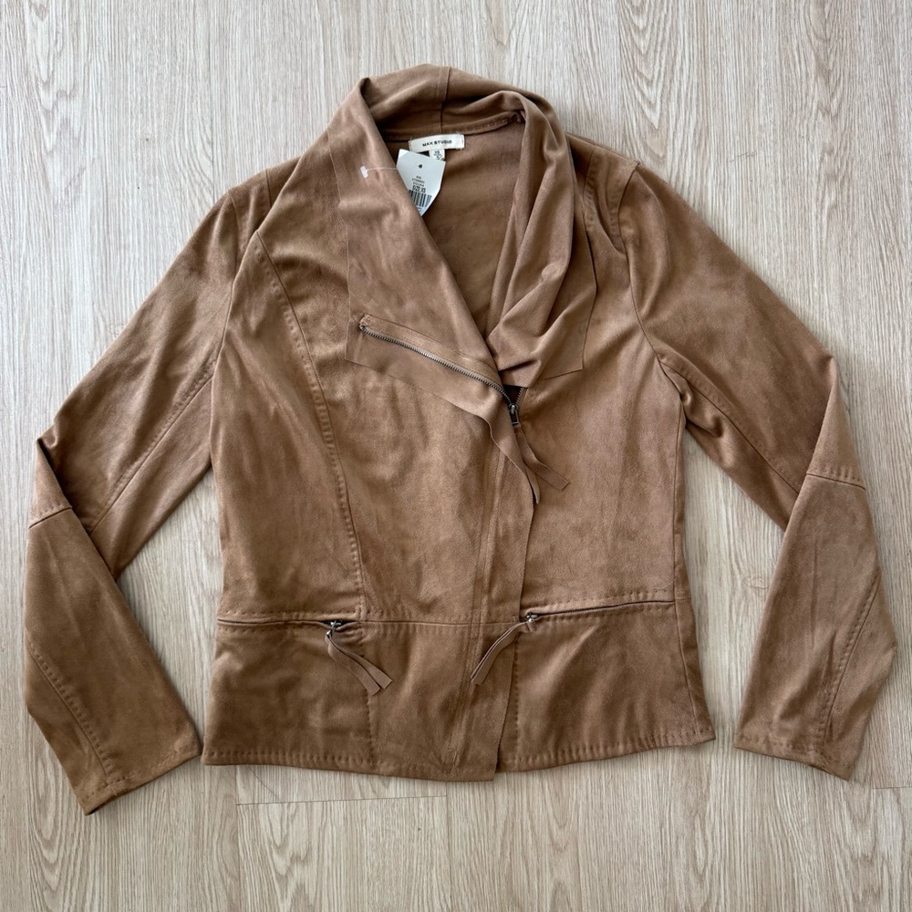Max studio vegan suede moto style jacket nwt